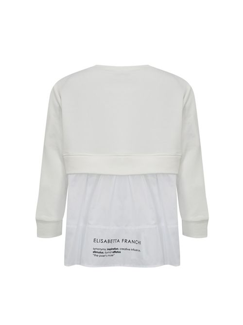 Maglia in felpa con taschino e stampa Avorio Elisabetta Franchi | MD00656E2360